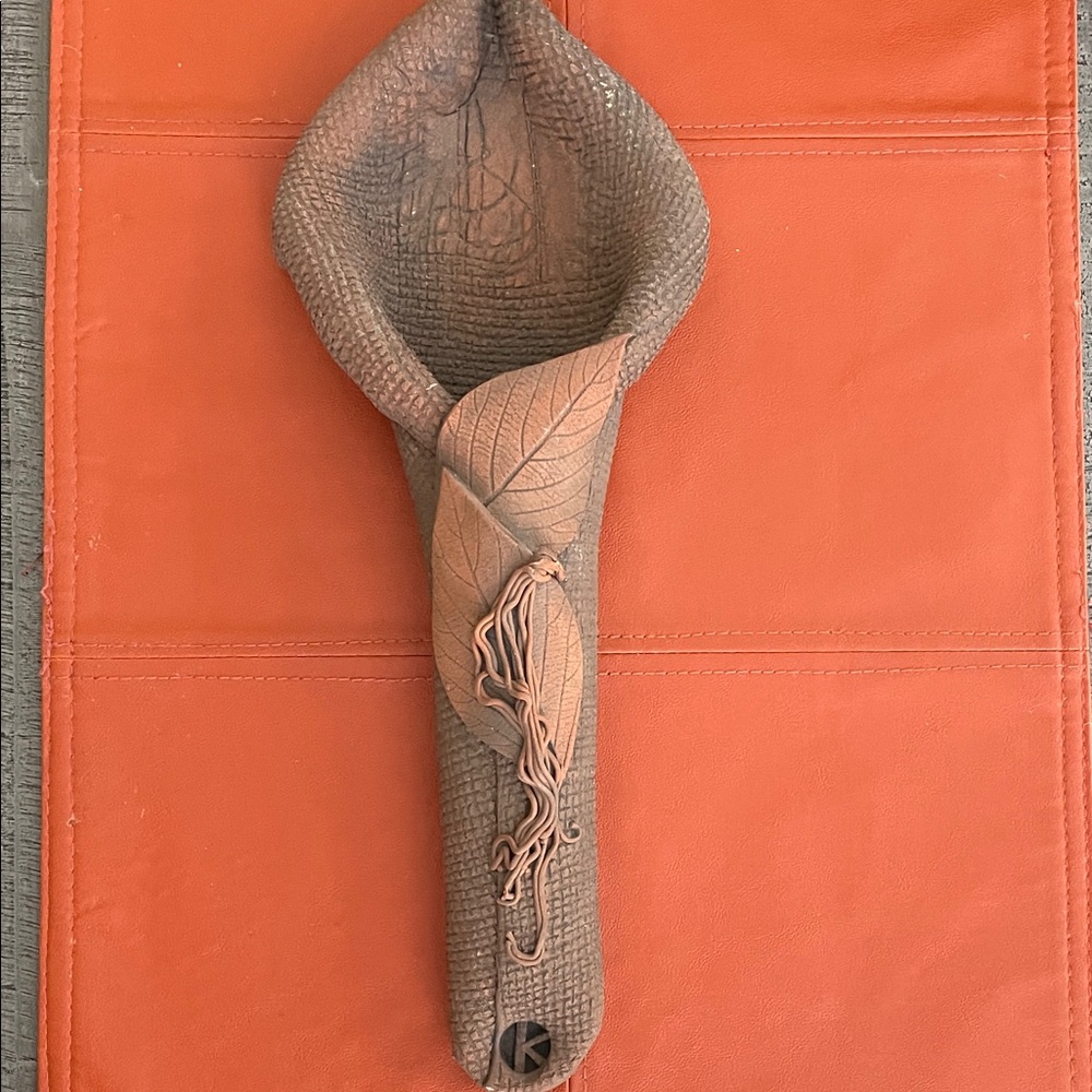 Clay Pottery Wall Pocket /Vase Stamped with Initial